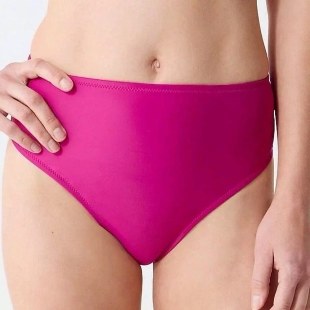 J Crew Womens Size XSmall‎ High Rise Full Coverage Bikini Bottom Pink Stretch